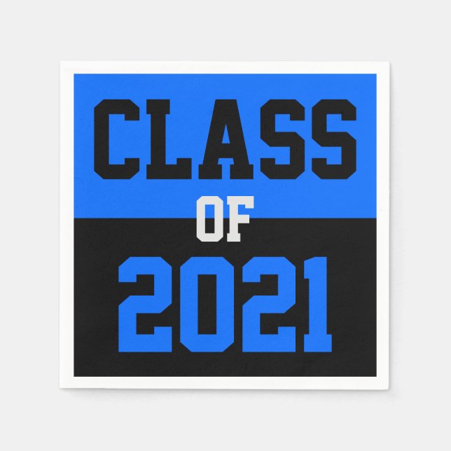 Blue & Black Graduation Class of 2024 Napkin (Front)