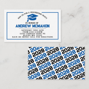Blue & Black Graduation Invite Announcement Insert