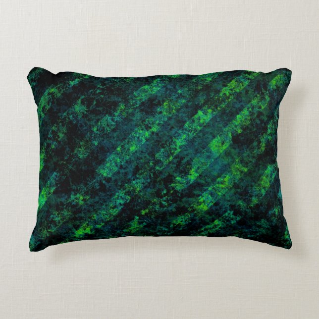 Blue black green striped background with blur, gra decorative cushion (Front)