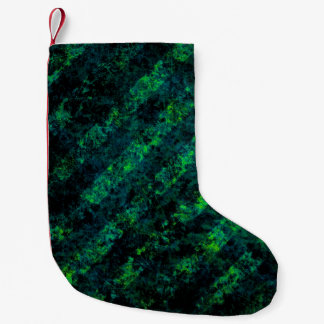 Blue black green striped background with blur, gra small christmas stocking