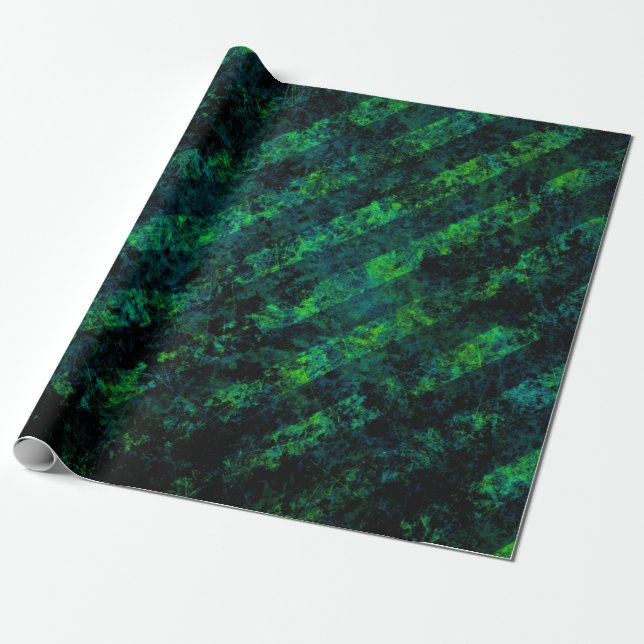 Blue black green striped background with blur, gra wrapping paper (Unrolled)