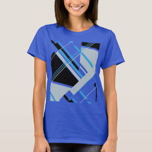 Blue Black Grey Bold MCM Look Geometric Abstract T-Shirt