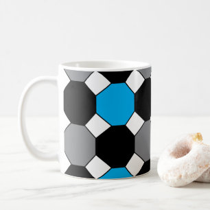 Blue Black Grey Geometric Coffee Mug