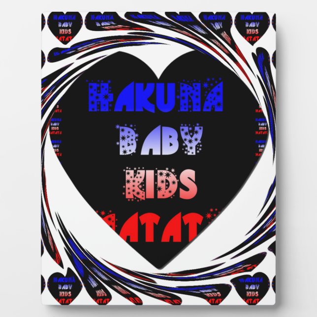 Blue Black Hakuna Matata Baby Kids Design.png Plaque (Front)