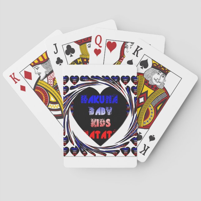 Blue Black Hakuna Matata Baby Kids Design.png Playing Cards (Back)