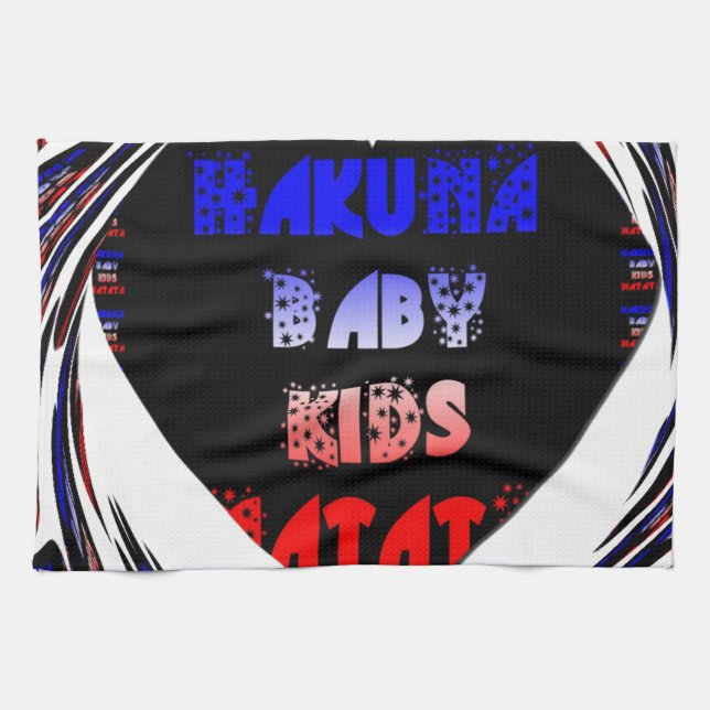 Blue Black Hakuna Matata Baby Kids Design.png Tea Towel (Horizontal)