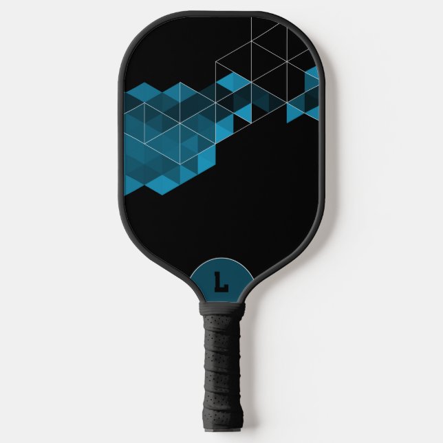 Blue & Black Hexagon Personalised Pickleball Paddle (Front)