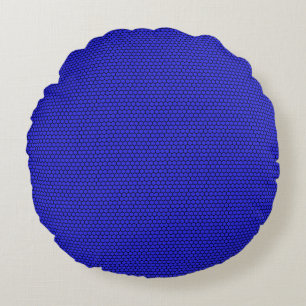 Blue Black Hexagon Seamless Pattern Round Cushion
