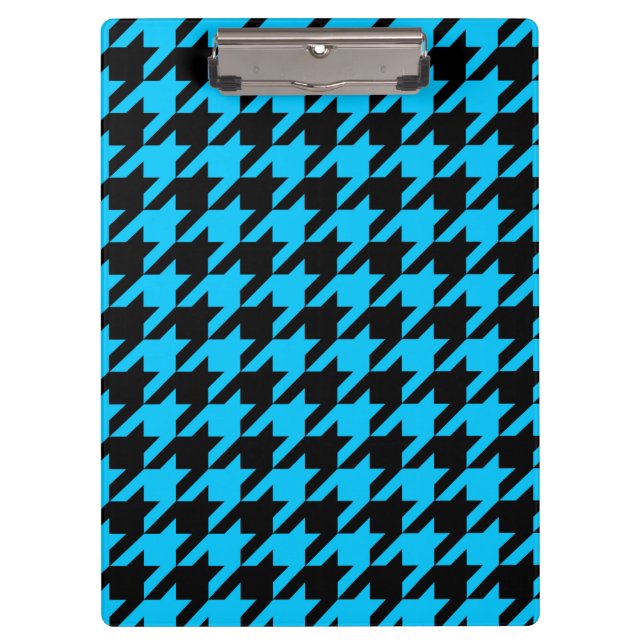 Blue Black Houndstooth Check Clipboard (Front)