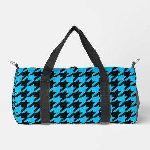 Blue Black Houndstooth Check Duffle Bag