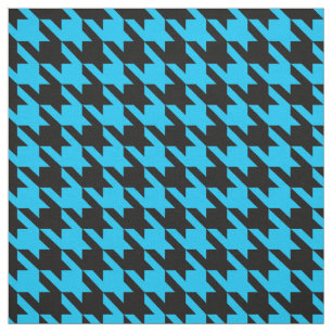 Blue Black Houndstooth Check Fabric