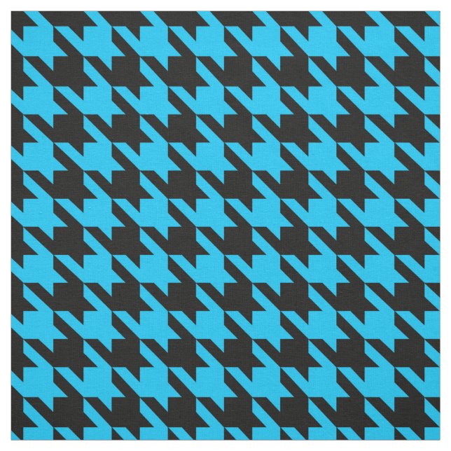 Blue Black Houndstooth Check Fabric (Swatch)