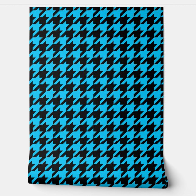 Blue Black Houndstooth Check Wallpaper (Unrolling)