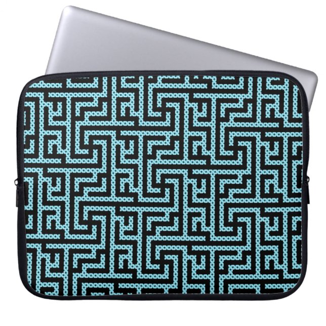 Blue & Black Labyrinth Laptop Sleeve (Front)