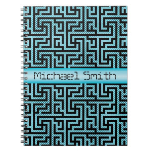 Blue & Black Labyrinth Spiral Notebook
