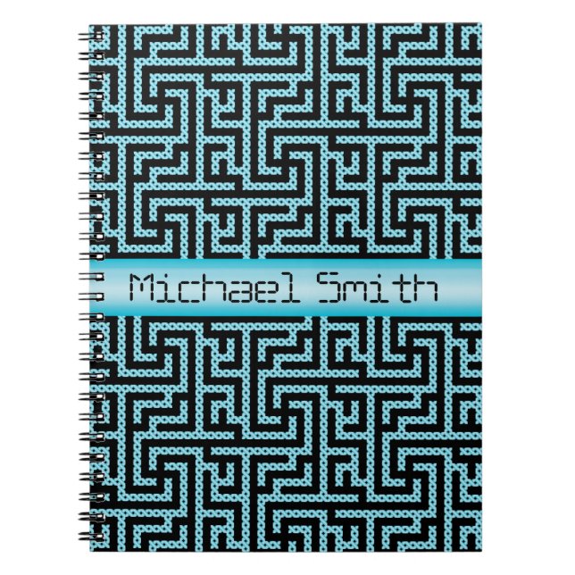 Blue & Black Labyrinth Spiral Notebook (Front)