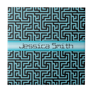 Blue & Black Labyrinth Tile