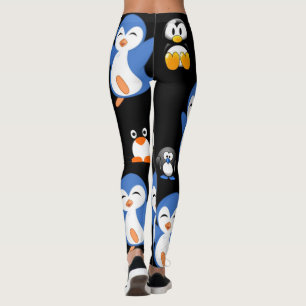 blue black leggings penguin long
