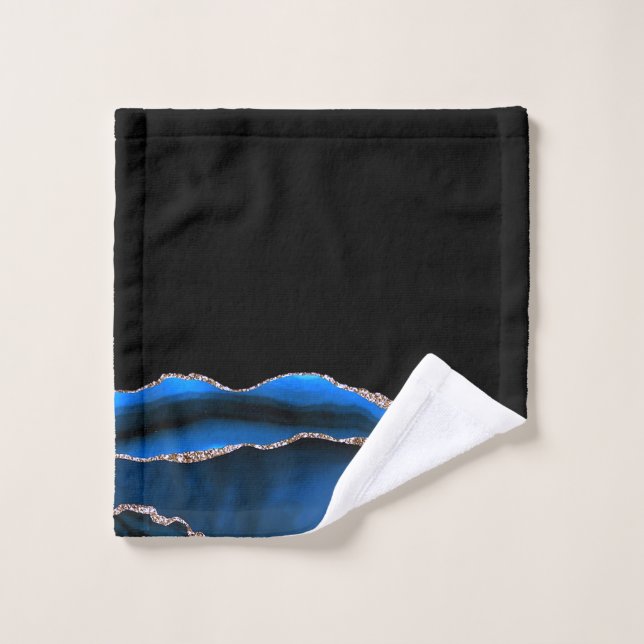 Blue Black Marble Gilded Agate Wash Cloth (Wash Cloth)