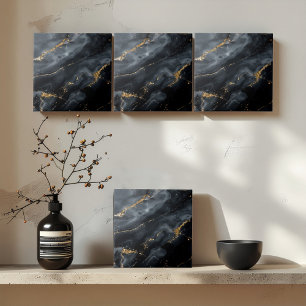 Blue-Black Marble Gold Glitter ID1172a Tile