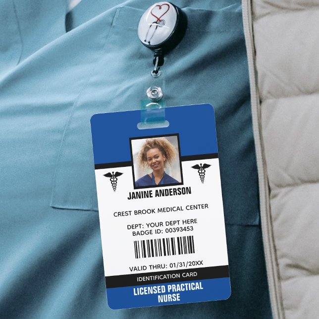 Blue & Black Medical Employee Doctor Nurse ID ID Badge (Blue White & Black Medical Employee Doctor Nurse ID Badge)