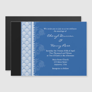 Blue Black Modern Magnetic Wedding Invitation
