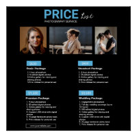 Blue Black Modern Photography Service Price List
