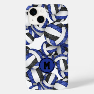 Blue black monogrammed girls volleyball Case-Mate iPhone 14 case