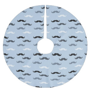 Blue Black Moustaches Brushed Polyester Tree Skirt
