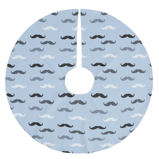 Blue Black Moustaches Brushed Polyester Tree Skirt (Front)