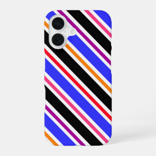 Blue Black Multi-coloured Colours Stripes iPhone 16 Case