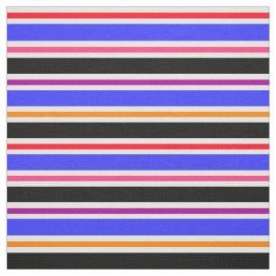 Blue Black Multi-coloured Stripes Pattern Textile Fabric