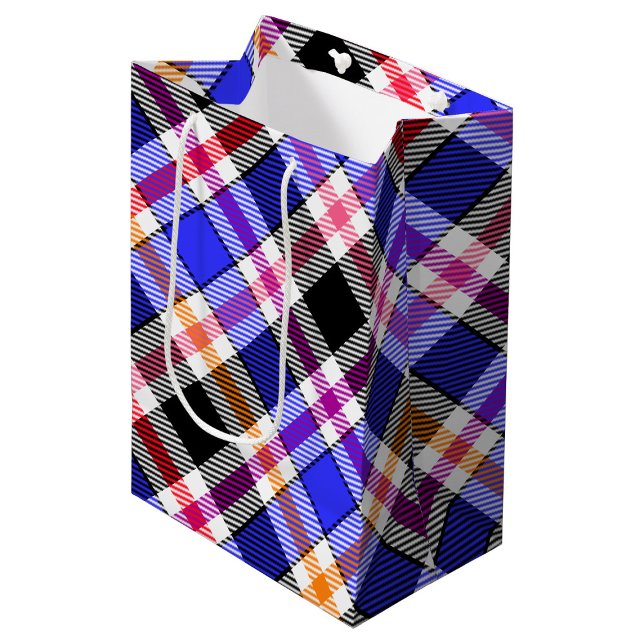 Blue Black Multicolour Flannel Plaid Tartan Medium Gift Bag (Creator Uploaded)