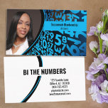 Blue Black Numbers Custom Professional Photo  Business Card<br><div class="desc">A blue and black numbers background on this design features a photo placeholder on the left with template name on the right. The back includes a coordinated design and colours with text fields for the business name and details. Replace the placeholder photo with your vertical format photograph. Fill in the...</div>