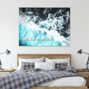 Blue Black Ocean Waves Hawaii Customisable Canvas Print