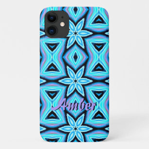 Blue Black Painted Floral Pattern Personalised Case-Mate iPhone Case