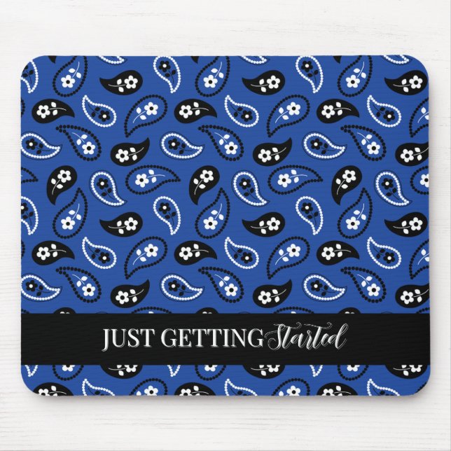 Blue & Black Paisley Mouse Pad  (Front)