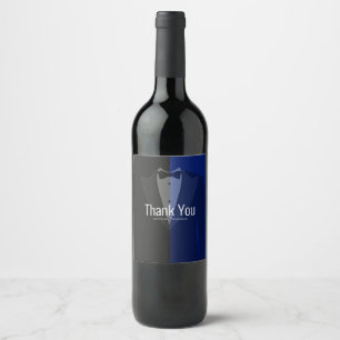 Blue/black party favour wine label