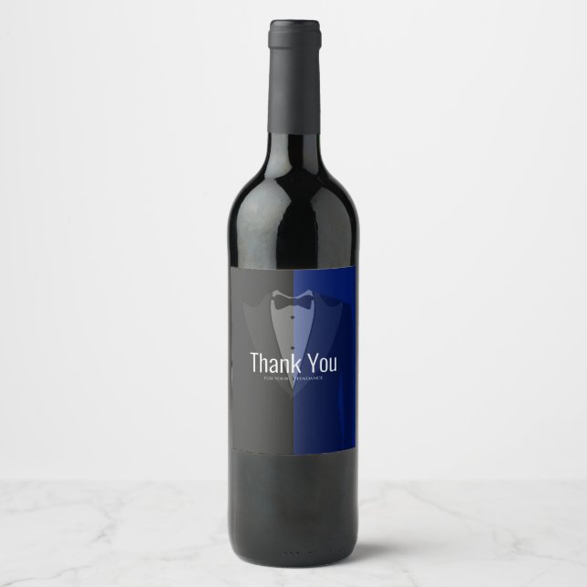 Blue/black party favour wine label (Front)