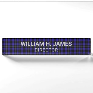 Blue Black Plaid Nameplate