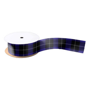 Blue Black Plaid Satin Ribbon