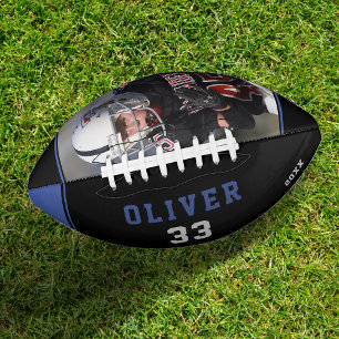 Blue Black Player's Name Number Photo Football