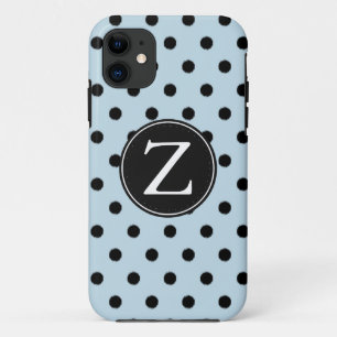 Blue Black Polka Dots Monogram Case-Mate iPhone Case