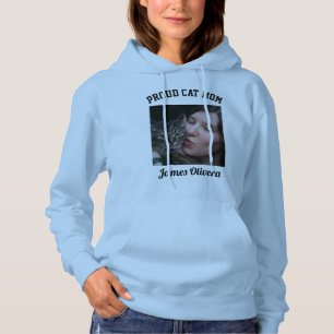 Blue Black Proud Cat Mum Custom Family Pet Photo Hoodie