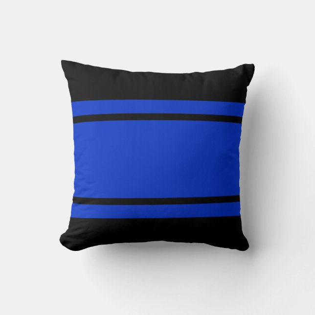 Blue Black Race Stripes Add Text Throw Pillow (Front)
