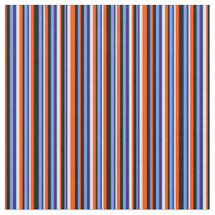 Blue, Black, Red, Light Cyan Stripes Pattern Fabric