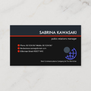 Blue Black Retro Columns Owner CEO Entrepreneur Business Card