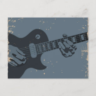 Blue & Black Rustic Guitar Player Postcard