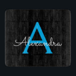 Blue Black Script Girly Monogram Name Cutting Board<br><div class="desc">Black and Blue Simple Script Monogram Name Cutting Board. This makes the perfect graduation,  birthday,  wedding,  bridal shower,  anniversary,  baby shower or bachelorette party gift for someone that loves glam luxury and chic styles.</div>
