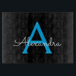 Blue Black Script Girly Monogram Name Cutting Board<br><div class="desc">Black and Blue Simple Script Monogram Name Cutting Board. This makes the perfect graduation,  birthday,  wedding,  bridal shower,  anniversary,  baby shower or bachelorette party gift for someone that loves glam luxury and chic styles.</div>